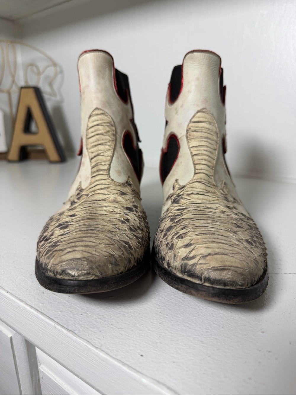 Elena Iachi Italy Western Ankle Boots Women's US 8.5 Leather Snakeskin Cowboy - Picture 3 of 10